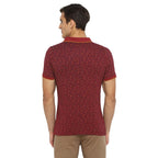 Turtle Men Maroon Printed Polo Neck T-Shirts