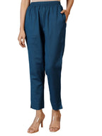 Libas Women Mid Rise Regular Casual Pants (Pl1539_Teal, Small)