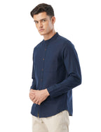 FYLTR Mens Solid Slim Fit 100% Cotton, Linen Look Casual Shirt Cool Blue