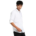 Turtle Men 100% Cotton White Printed Slim Fit Casual Shirt