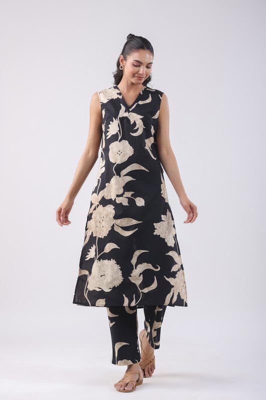 ANNI DESIGNER Women s Kurta with Trousers, Black, S