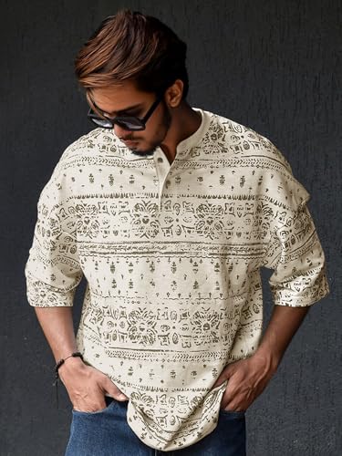 Noble Monk Men Printed Round Neck Cotton Blend T-Shirt | Printed Tshirt For Mens