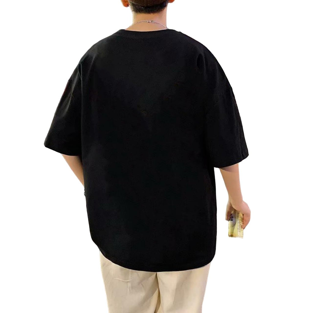 Thalasi Gen Z One Piece Oversized T-Shirts For Men: Black, Round Neck, Baggy Loose Fit & 100% Cotton - Latest Anime Tshirts For