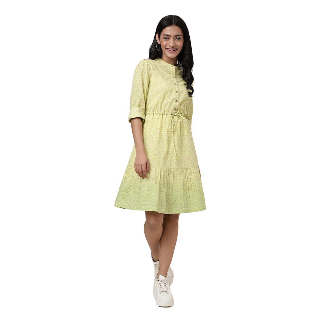 Fabindia WomenS Relaxed Fit Shirt (20089776_Lime