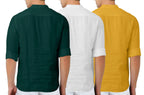 Finivo Fashion MenS Cotton Blend Regular Fit Solid Combo Kurta Shirt Pack Of 3