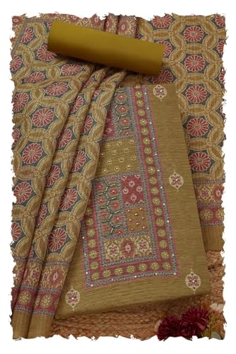 Soch Women Art Silk Ethnic Motifs Unstitched Dress Material with Sequins