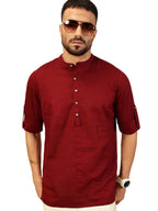 Thomas Scott Mens Linen Solid Kurta Shirt (Ts1529_Maroon_M)