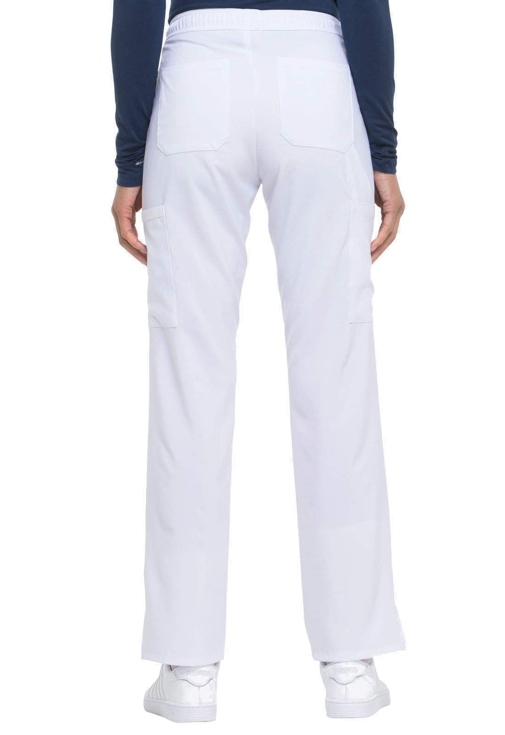 Dickies EDS Essentials Scrubs for Women, Drawstring Cargo Scrub Pants with Four-Way Stretch and Moisture Wicking DK010, L, White