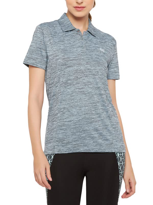 Clovia Womens Polo Neck Active T-Shirt in Blue (AT0154P03_Blue_S)