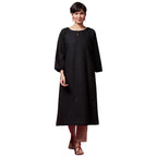 Fabindia Women'S Black Wool Tweed Check Long Kurta 100788801
