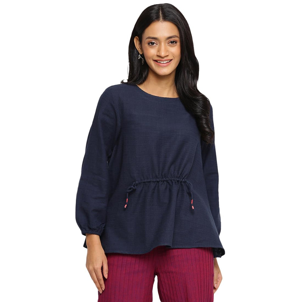Fabindia WomenS Relaxed Fit Top (20044003_Navy