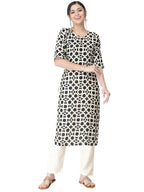 Pinkmint Kurta Set for Women Cotton Printed Straight Kurta with Pant (Pack of 1)