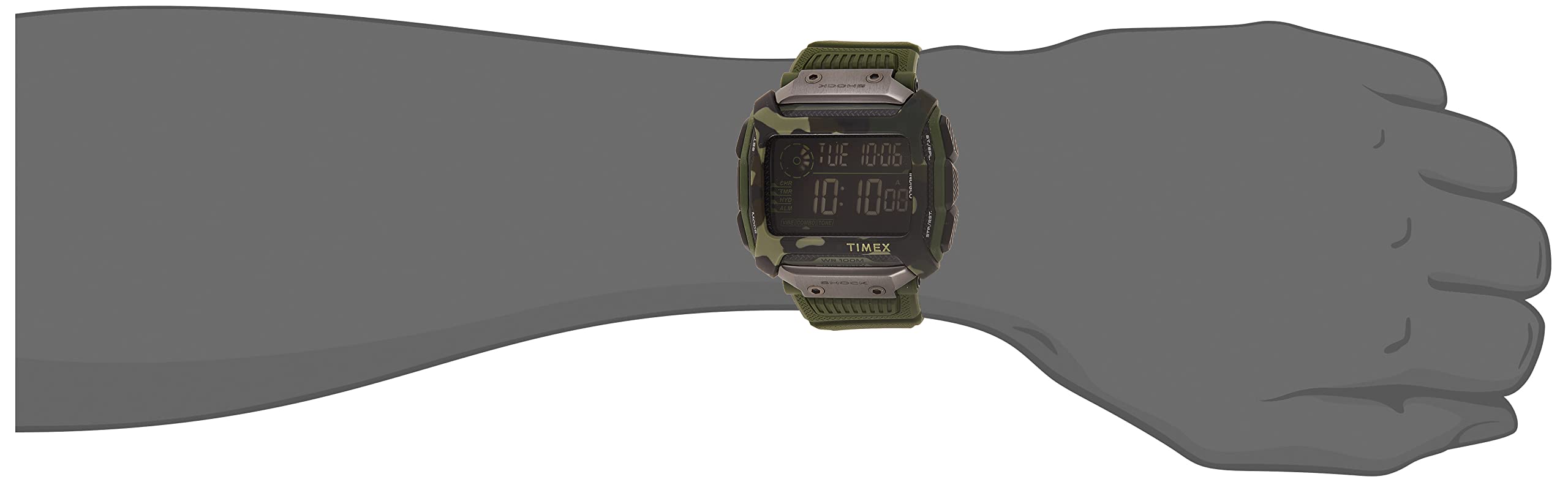 Timex Command Shock Digital CAT 54mm Watch - Olive Camo with Resin Strap