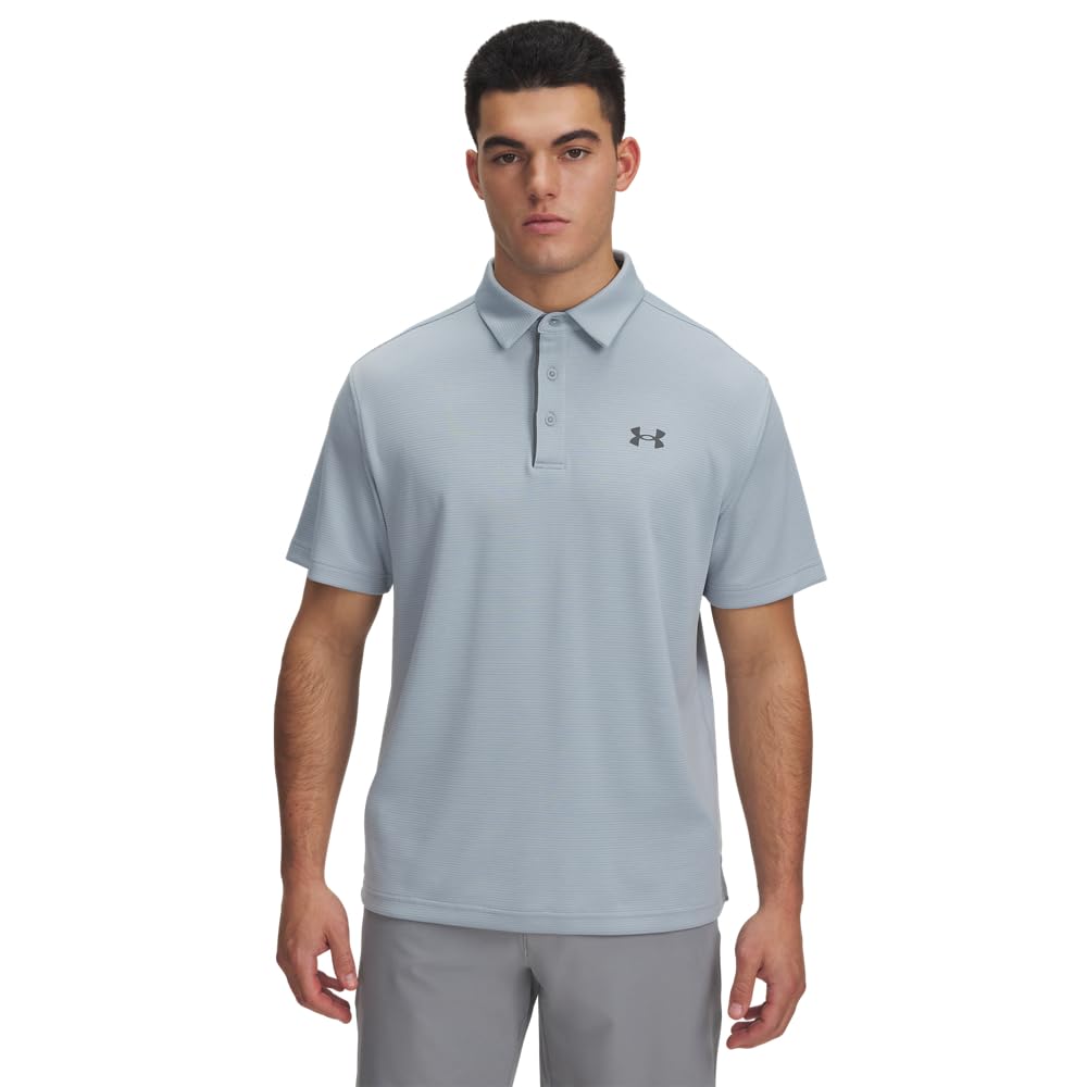 Under Armour Men's Tech Golf Polo, Harbor Blue/Pitch Gray, 2XL