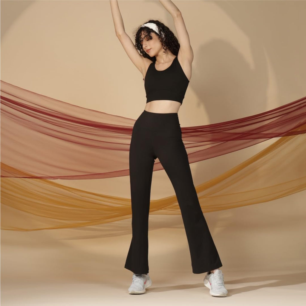 BlissClub Womens The Ultimate Flare Pants Lite -Tall| Relaxed Fit High Waist|Ankle Length Pants with Back Pocket