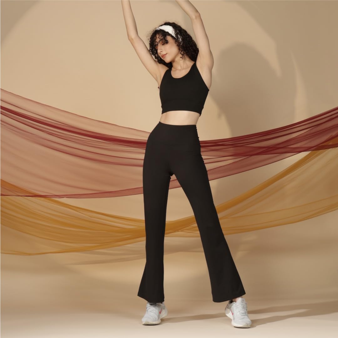 BlissClub Womens The Ultimate Flare Pants Lite -Tall| Relaxed Fit High Waist|Ankle Length Pants with Back Pocket