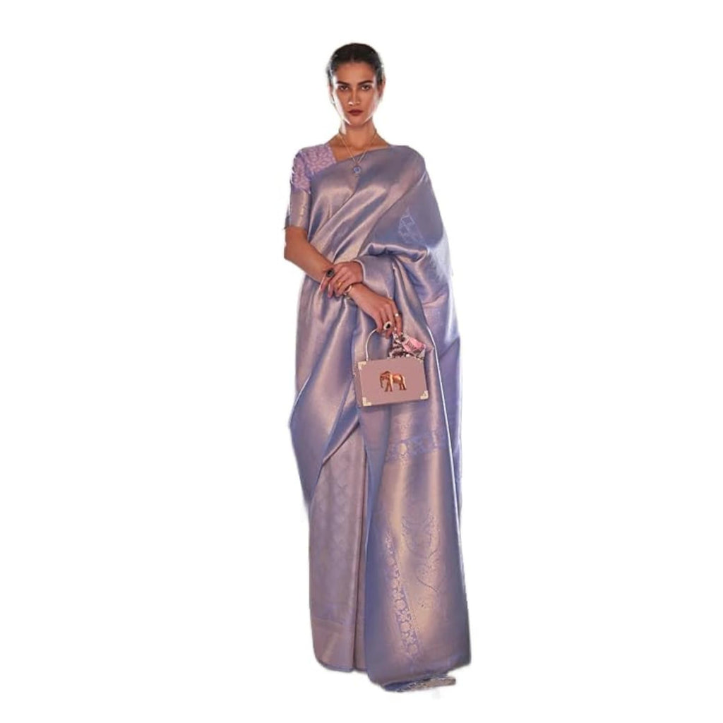 Madhuhansh WomenS Kanjivaram Banarasi Silk Saree Zari Woven For Festival Wedding With Rich Pallu Design And Unstitched Blouse P