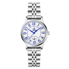 SHENGKE SK Business Classic Women Watch with Calendar Genuine Leather Stainless Steel Band Elegant Ladies Watch (Arabic-Steel)
