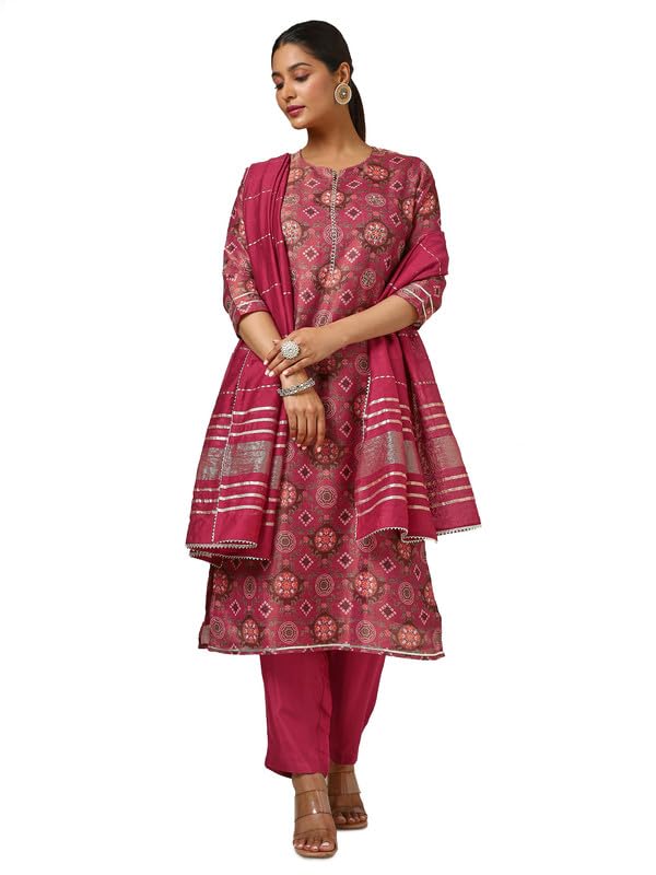 Soch Women Tissue Floral Print Suit Set with Gotta Patti