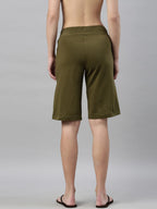 Enamor Essentials Womens Mid Rise Slim Fit Breathable Stretch Cotton Knee Length City Shorts with Invisible Zipper Pockets- E04