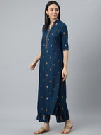 Libas Womens Printed Viscose Straight Kurta With Palazzos And Dupatta