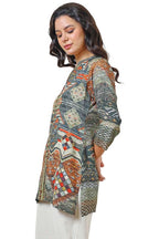 Soch Womens Multicolour Vicose Muslin Abstract Print Tunic With Beads