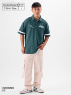 The Souled Store Squid Game: Survival 456 Men and Boys Short Sleeves Collared Neck Green Embroidered Cotton Oversized Polos