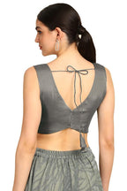 Soch Womens Grey V-Neck Princess Line Tissue Padded Blouse