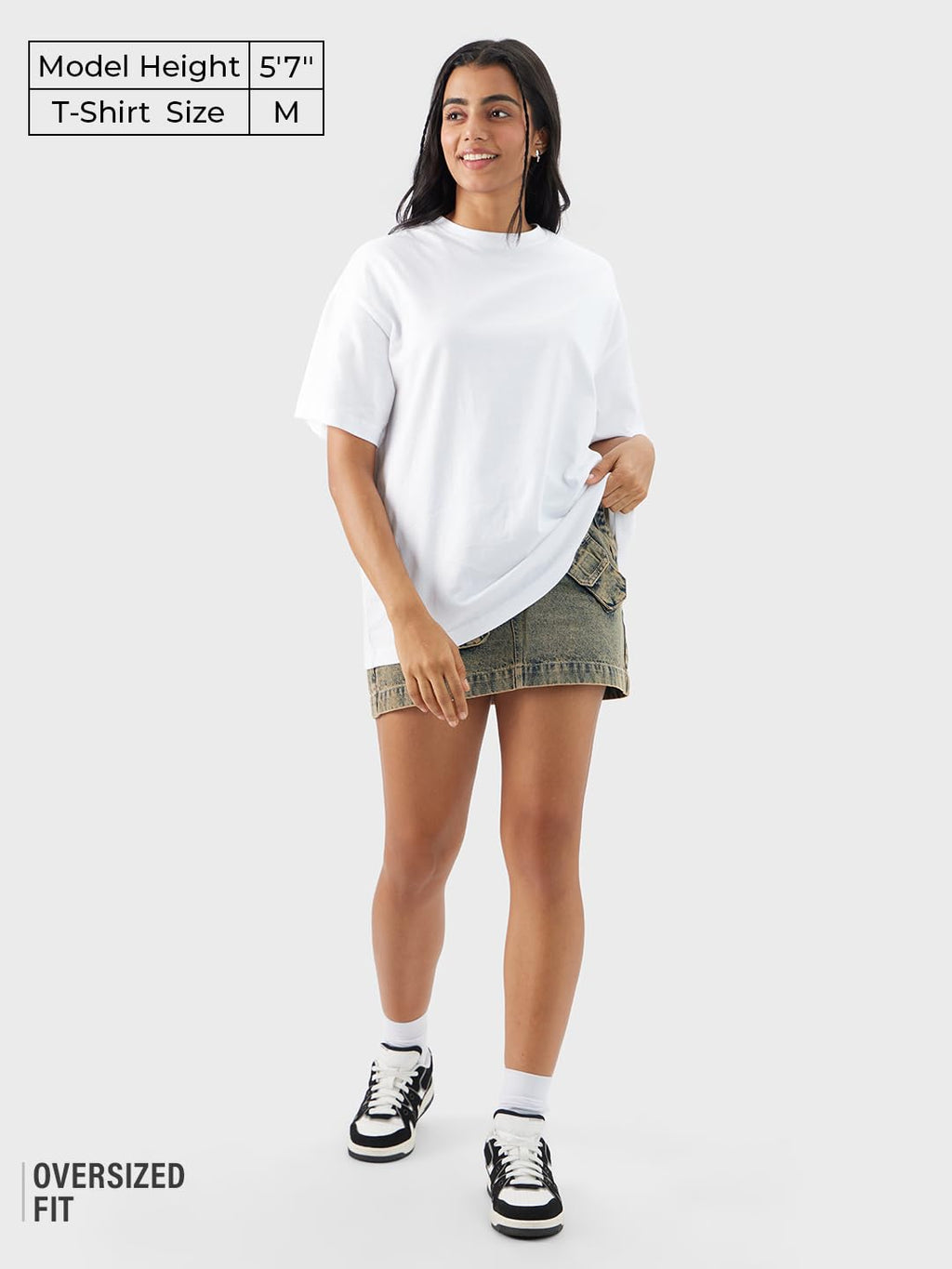 The Souled Store Solids: Classic White Women and Girls Short Sleeve Round Neck Cotton Oversized T-Shirts