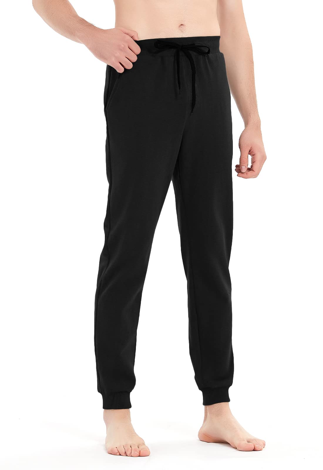 Idtswch 32/34/36/38 Long Inseam Mens Tall Sweatpants Extra Long Joggers Pant with Zip Pockets Black