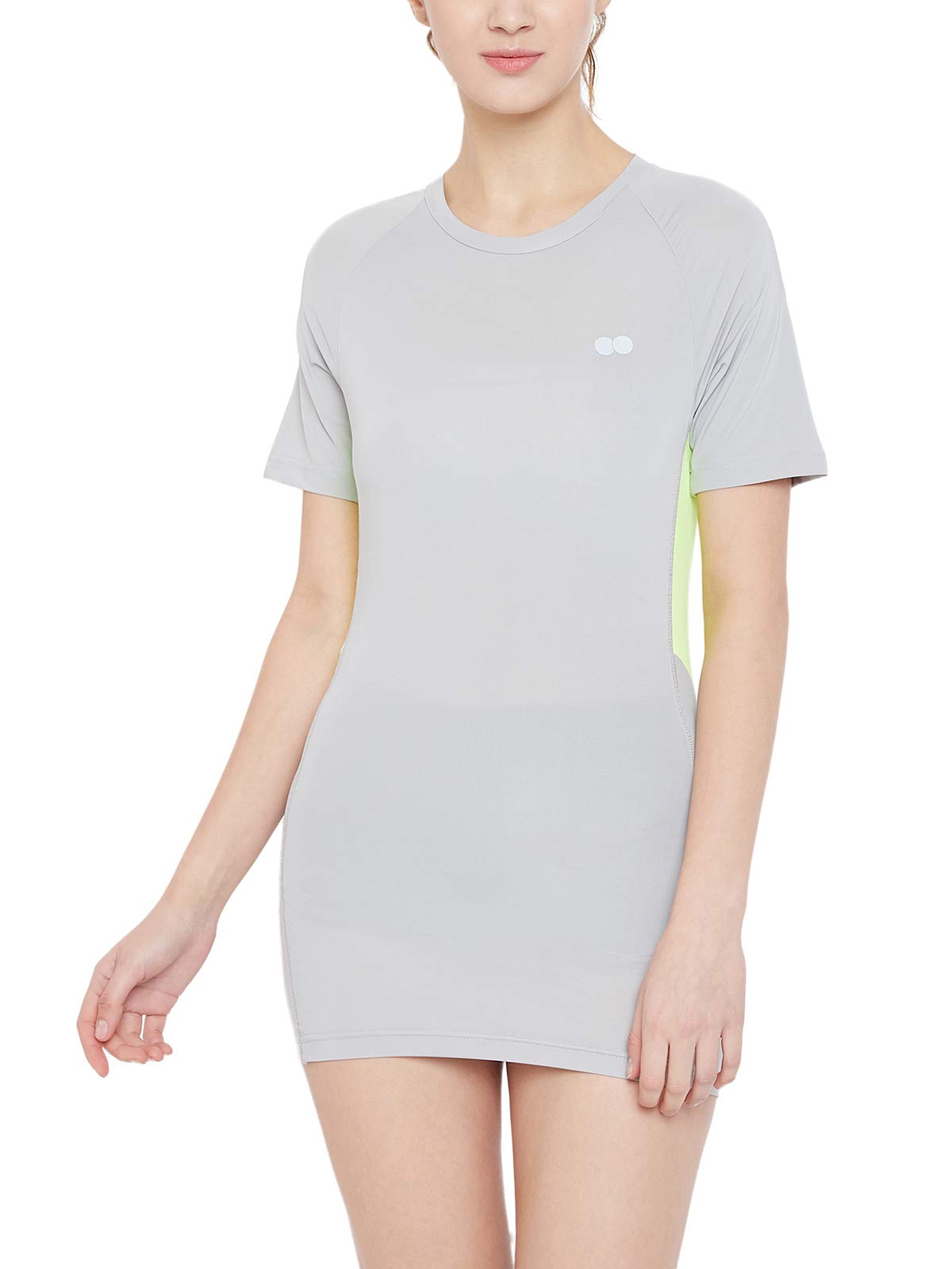 Clovia Women'S Polyester Sports Short Sleeve T-Shirt Dress (At0129P01_Grey_L)