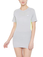 Clovia Womens Polyester Sports Short Sleeve T-Shirt Dress (AT0129P01_Grey_M)