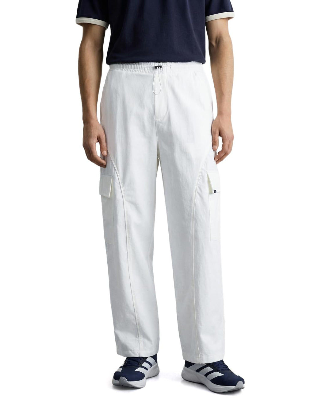 The Indian Garage Co Mens Baggy Fit Mid-Rise Stretchable Cargo Pants