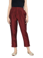 Libas Solid Silk Trousers for Women (PL1511RS)