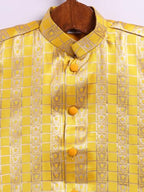 Jbn Creation Infant Boys Yellow And Gold Silk Blend Kurta And Dhoti Set