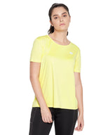 Clovia Womens Comfort Fit Activewear Short Sleeves Sports T-Shirt (AT0168P02_Yellow_XL)