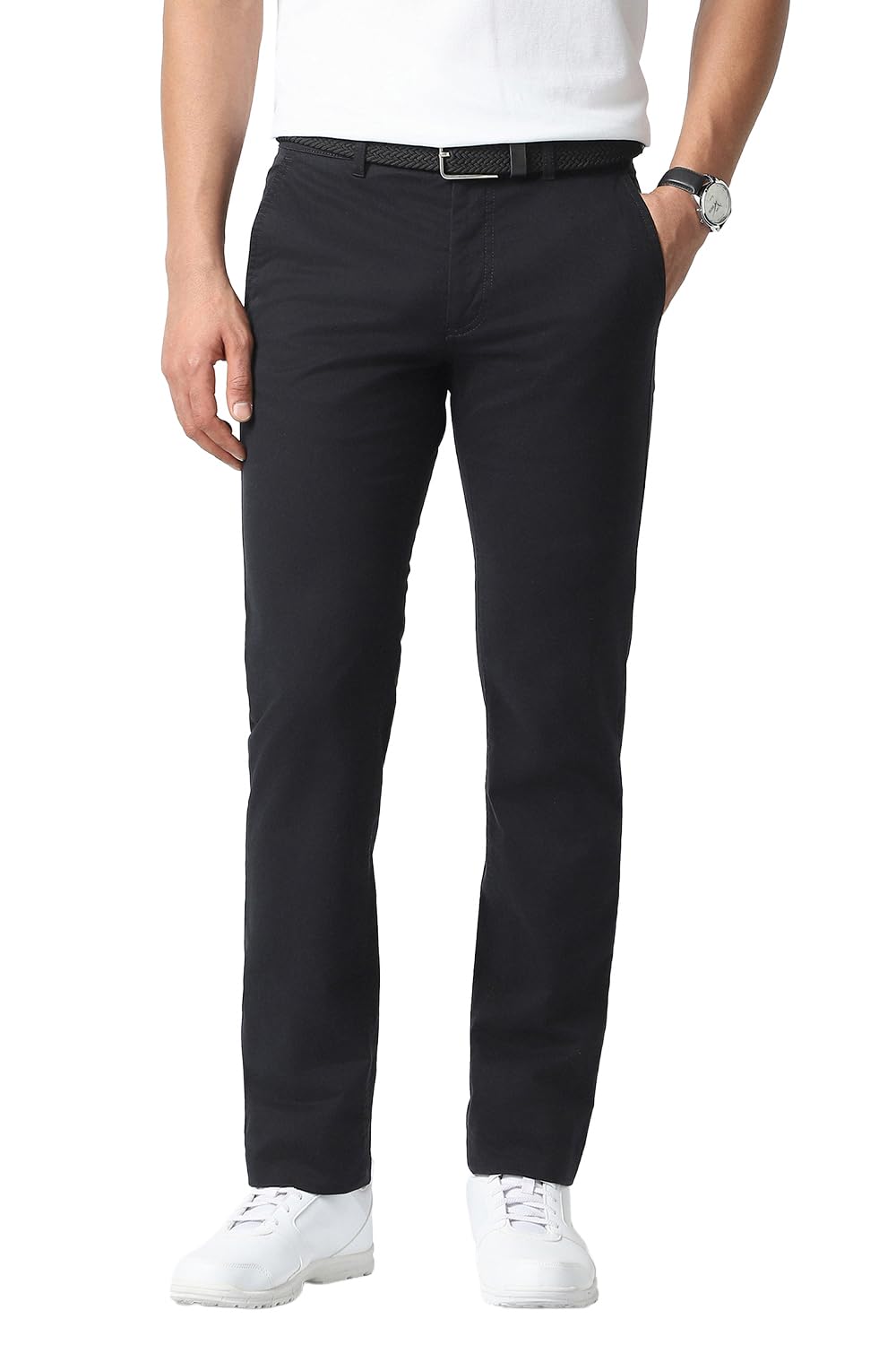 Van Heusen Men Mid Rise Slim Casual Pants (Vstfuslfz91922_Black, 36) 36