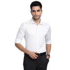 Turtle Men Cotton Stretch Slim Fit White Solid Party Shirt