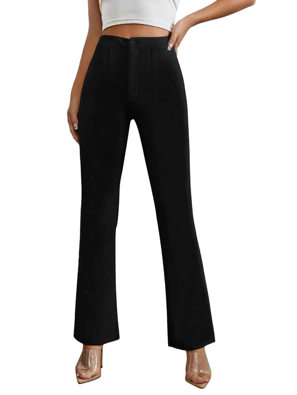 Toochki Women Spandex Black Pant Stretchable Slim Fit Trouser for Office School Formal Casual
