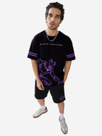 The Souled Store Mens Loose T-Shirt (190215_Black Oversized T Shirts for Men Baggy Off-Shoulder Loose Fit Relaxed Drop Shoulder