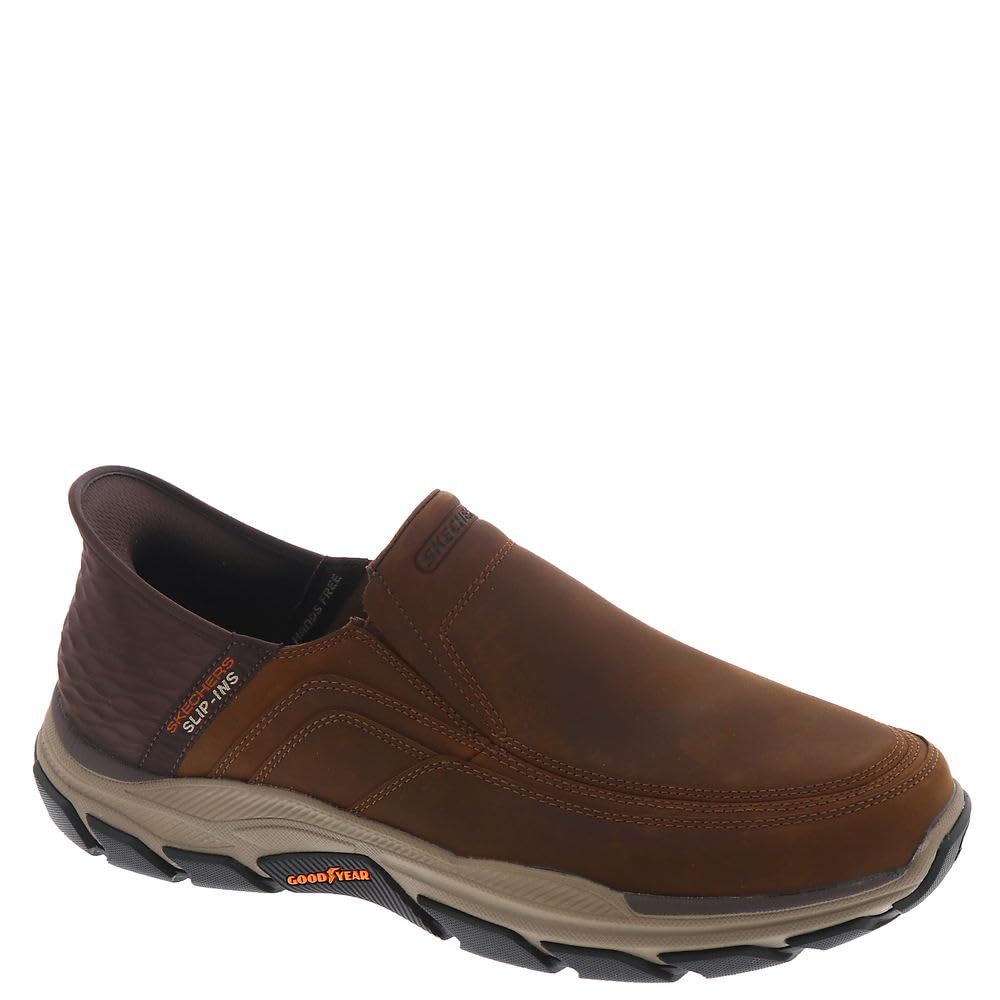 Skechers Men's Respected-Elgin 204810 Moc Toe Leather Slip-Ins, CDB (Crazy Horse Dark Brown), 11.5