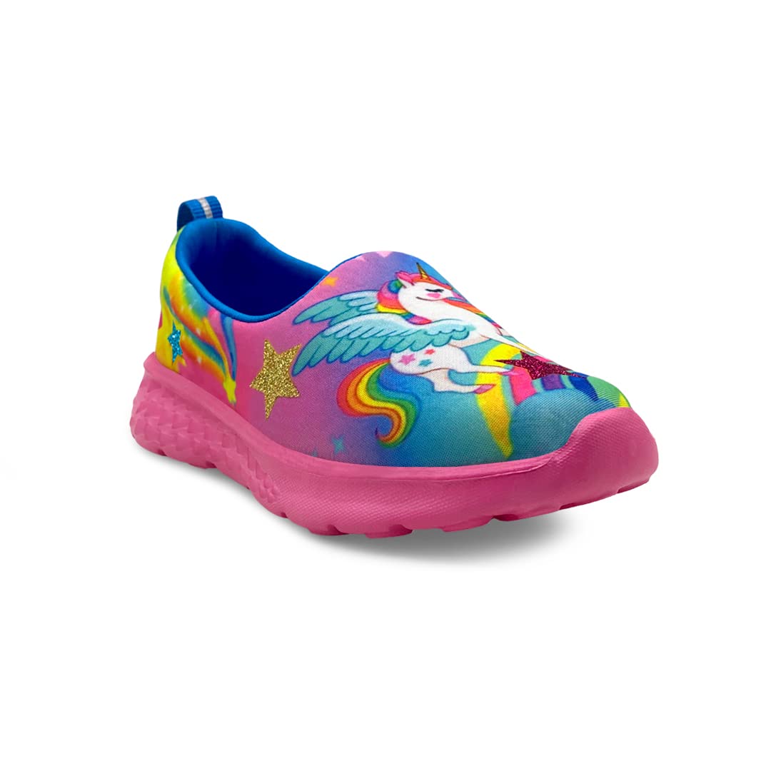 KazarMax Kids Girls Pink Starry Unicorn Printed Slip On Shoes/Sneakers  12 Kids UK 12