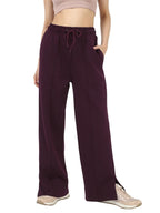 Bewakoof Womens Solid Regular Fit Cotton Blend Trackpants_677392_Maroon_XS