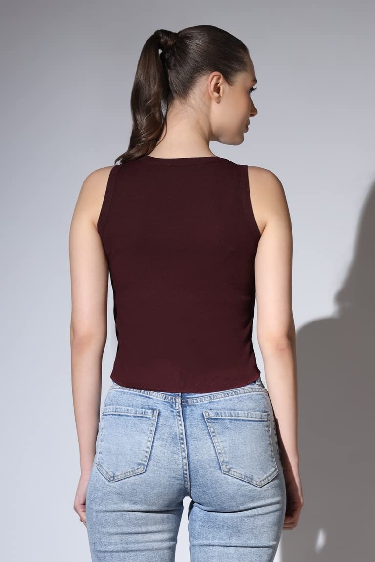 OM SAI LATEST CREATION Crop Tops for Women || Ribbed Solid Chest Printed Crop Top for Girls || Text & Hart Print with Round Neck