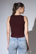 OM SAI LATEST CREATION Crop Tops for Women || Ribbed Solid Chest Printed Crop Top for Girls || Text & Hart Print with Round Neck