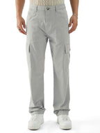 The Souled Store Solids: Ice GreyMen Cargo Pants