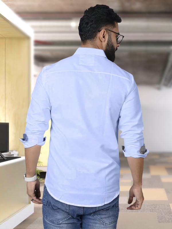 Tee Projekt Shirt for Men Cotton Spread Collar Button Down Long Sleeve Shirt Home, Regular, Home (Pack of 1)