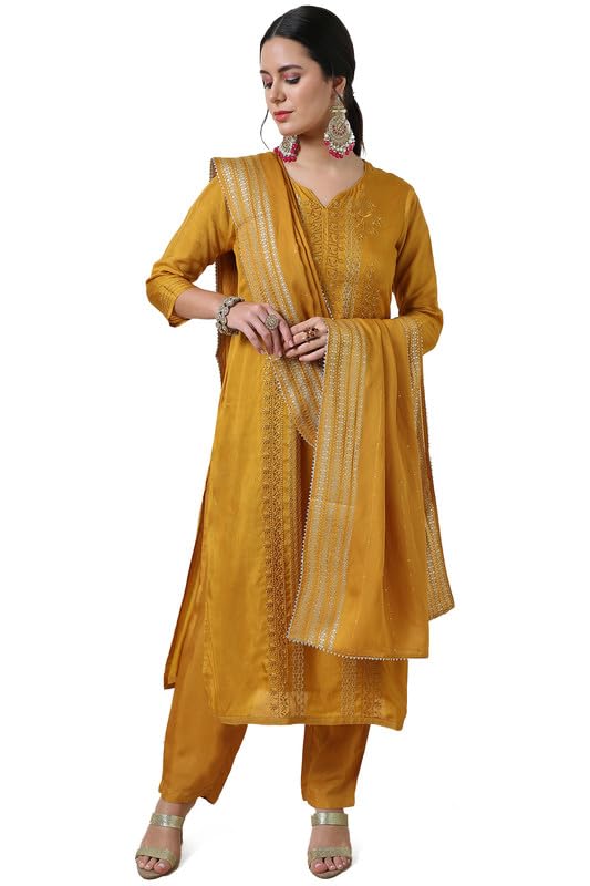 Soch Women Embroidered Viscose Blend Suit Set with Thread Work