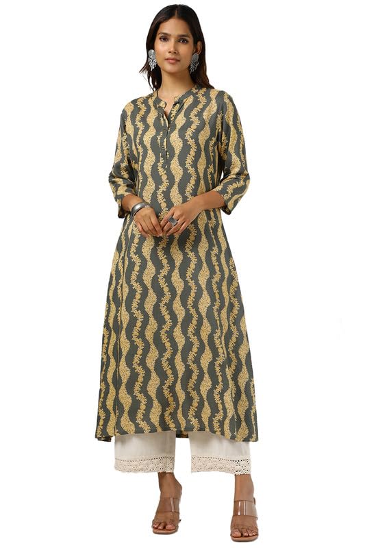 Soch Women Rayon Slub Floral Print Kurta