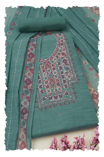 Soch Women Linen Geometric Print Unstitched Dress Material